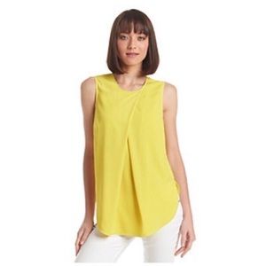 yellow silk sleeveless top DKNY